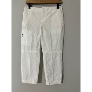 Laundry by Shelli Segal Women's White Cotton Cargo Pants‎ Size 4 Zip Pockets